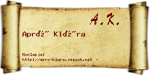 Apró Klára névjegykártya