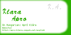 klara apro business card