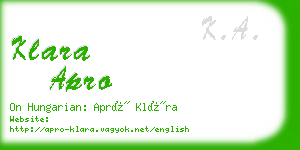 klara apro business card